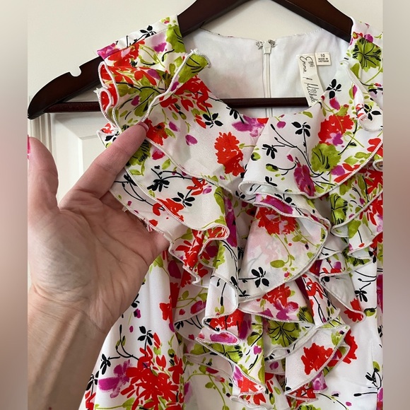 Emma & Michele Sleeveless Floral Neckline Ruffle Dress Women’s Size 10 - Picture 5 of 16